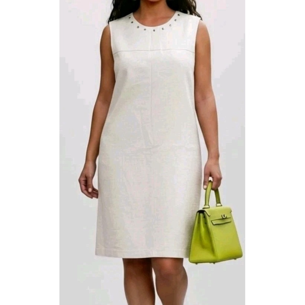 Cynthia Rowley Linen/Cotton Metallic Studded dress Size 10 NWT